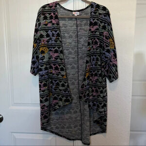 Lularoe Lindsay Small Knit, Black Broken Floral Pattern